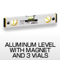 ALUMINUM LEVEL WITH MAGNET AND 3 VIALS
