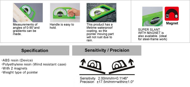 Japanischer Neigungsmesser mit Wasserwaage EBISU Slant Level 